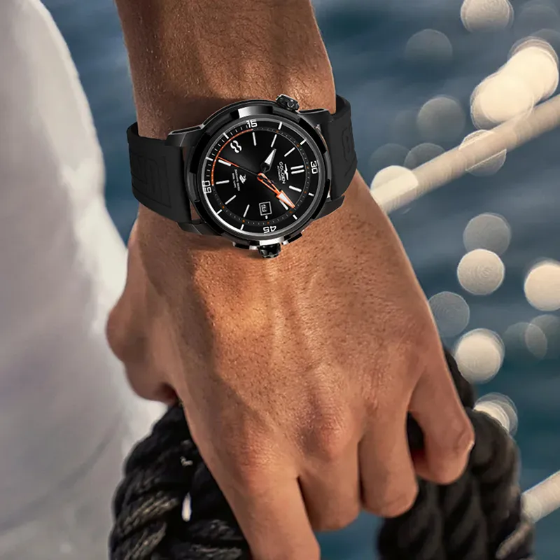 GOLGEN Auger Collection Automatic Mechanical Movement Silicone Strap Watch Men's Watches Black Dial-7