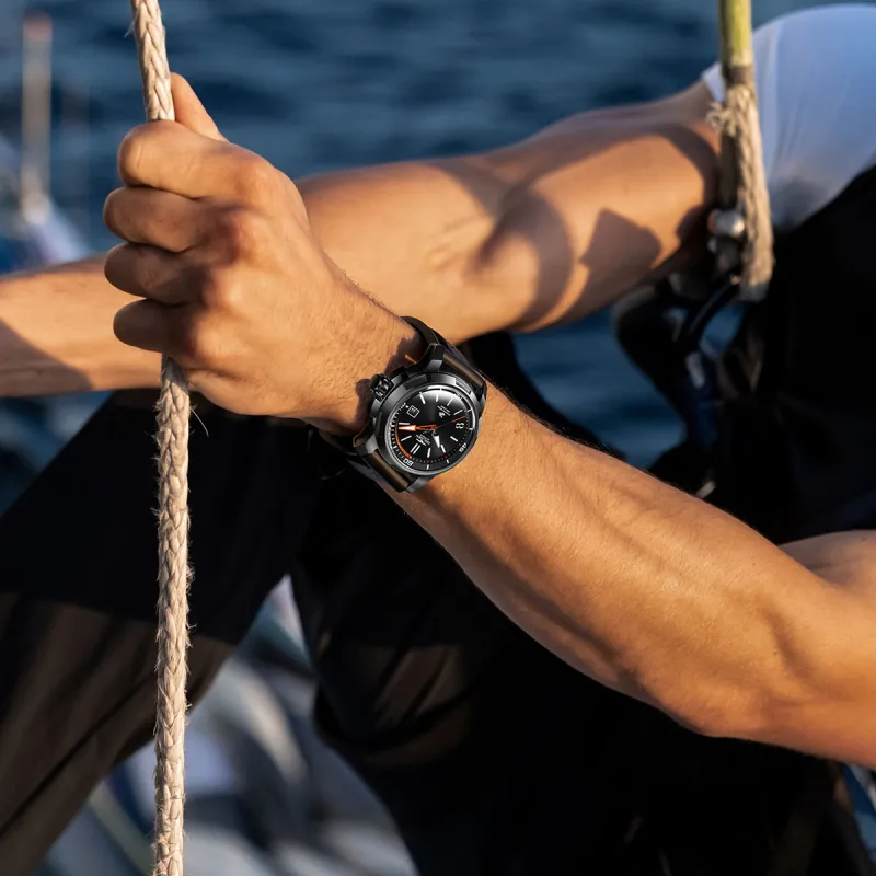GOLGEN Auger Collection Automatic Mechanical Movement Silicone Strap Watch Men's Watches Black Dial-3