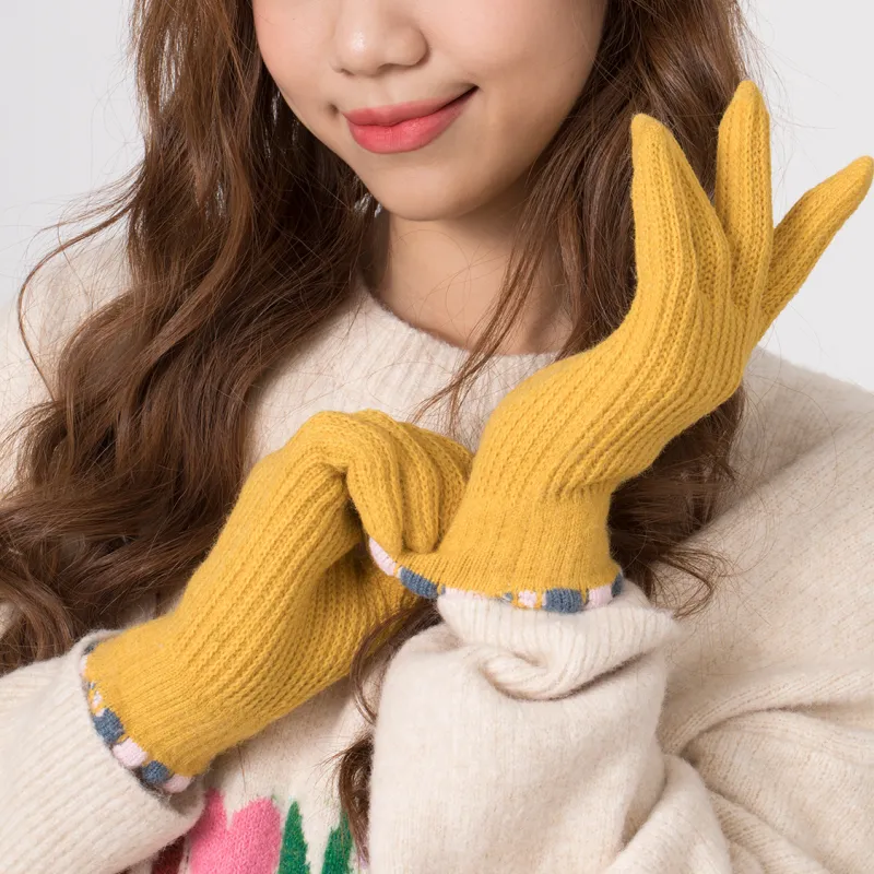 Clect Touchscreen Available Knit Gloves Women's Yellow/Green-1