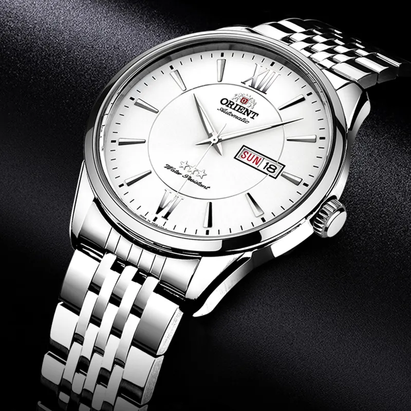 ORIENT Automatic Mechanical Movement Stainless Steel Strap Watch Men's Watches White Dial-2