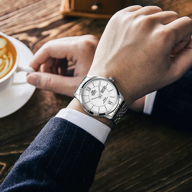 ORIENT Automatic Mechanical Movement Stainless Steel Strap Watch Men's Watches White Dial-4