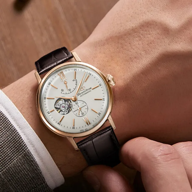 ORIENT STAR Automatic Mechanical Movement Cow Leather Strap Watch Men's Watches White Dial-6