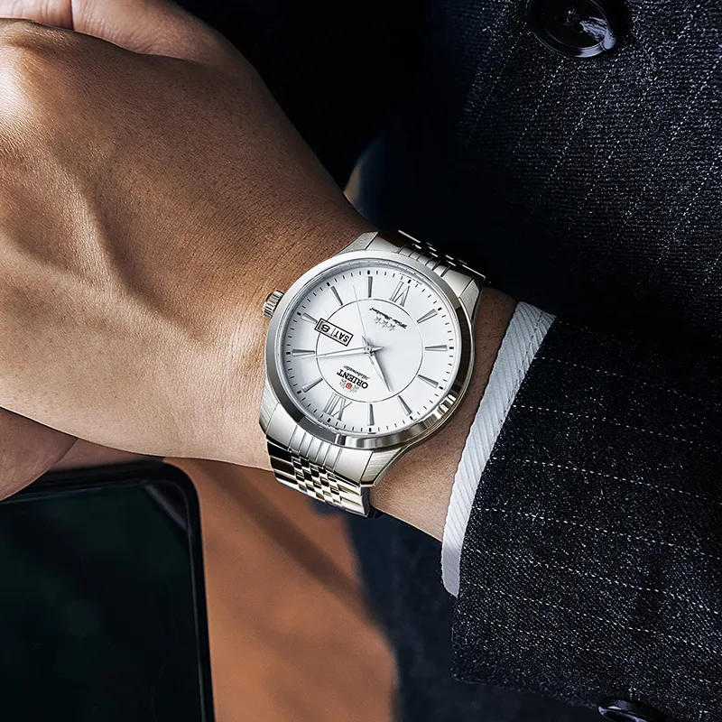 ORIENT Automatic Mechanical Movement Stainless Steel Strap Watch Men's Watches White Dial-3