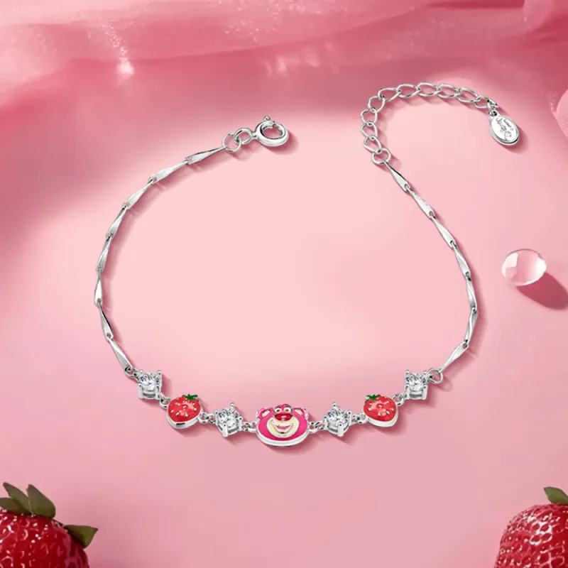 Disney Strawberry Bear Series 925 Sterling Silver Bracelets Women's-2