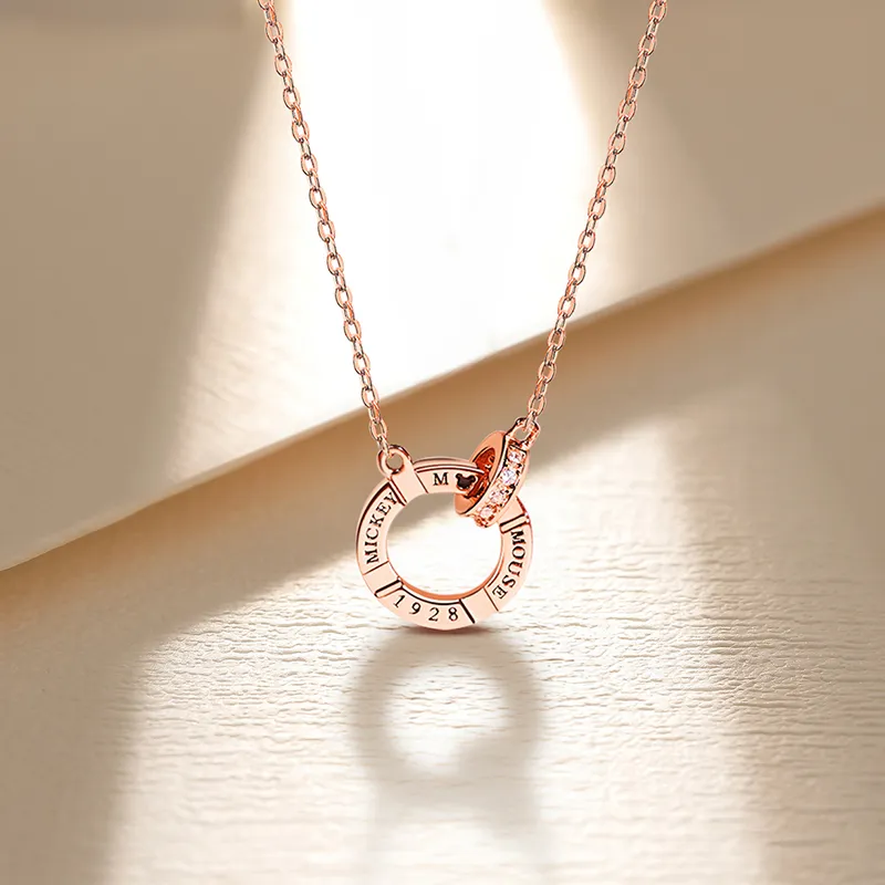Disney Mickey Collection Princess Collection 925 Foot Silver Necklaces Women's Rose Gold-2
