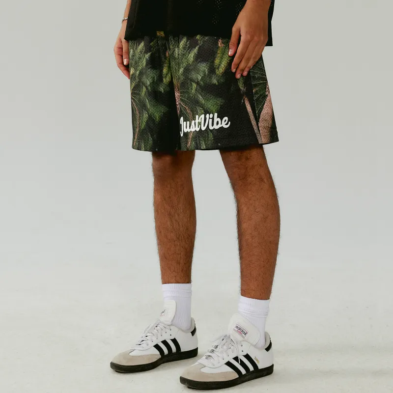 JUST VIBE Casual Shorts Unisex Coconut Tree Green-2