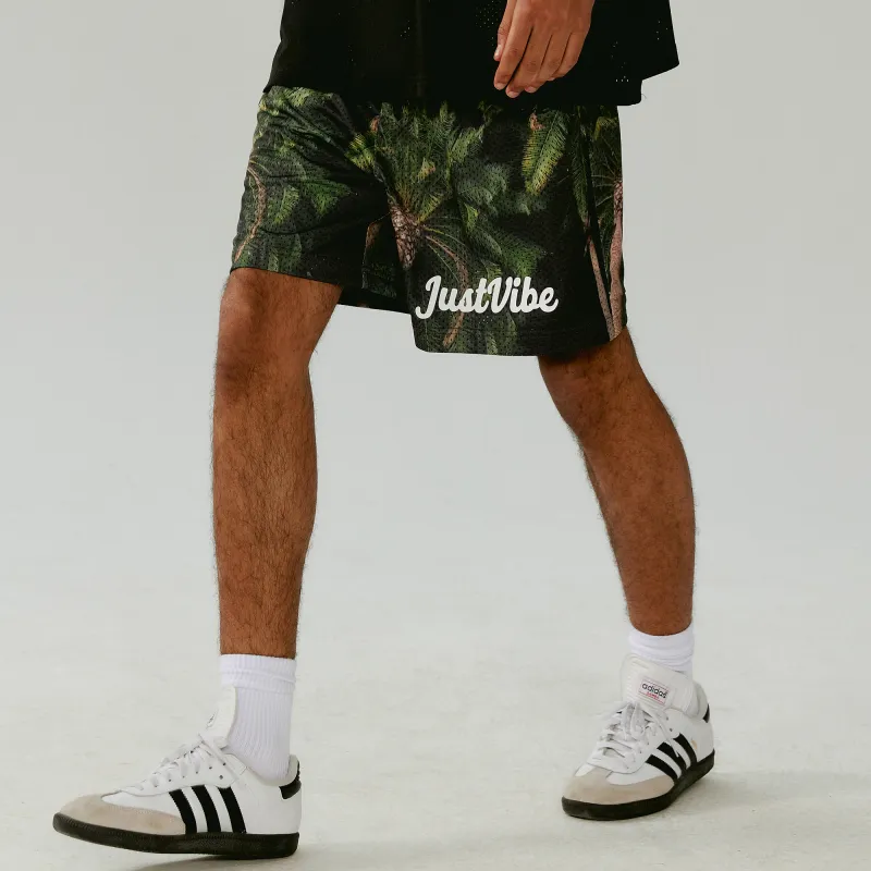 JUST VIBE Casual Shorts Unisex Coconut Tree Green-5