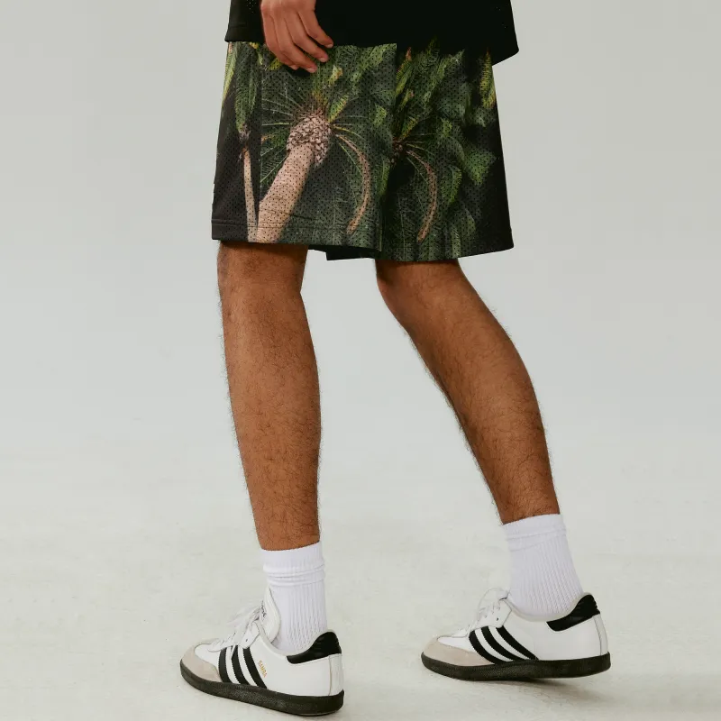 JUST VIBE Casual Shorts Unisex Coconut Tree Green-6