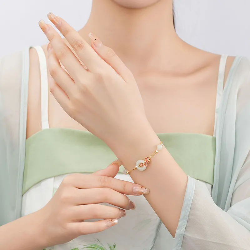 VANA Hetian Jade Bracelets Pale Greenish White Jade Women's-4