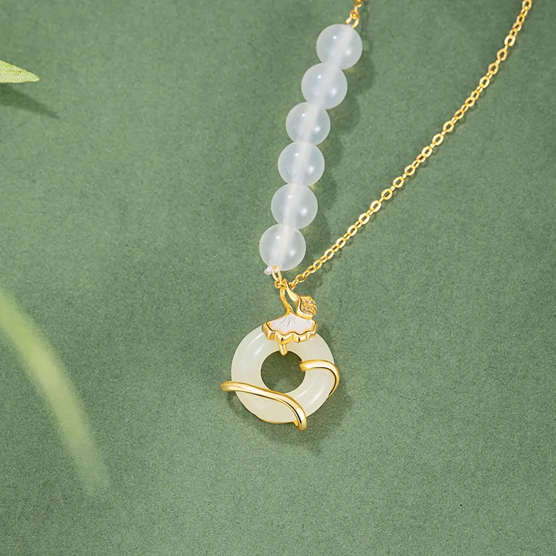 VANA Hetian Jade Necklaces Pale Greenish White Jade Women's-2