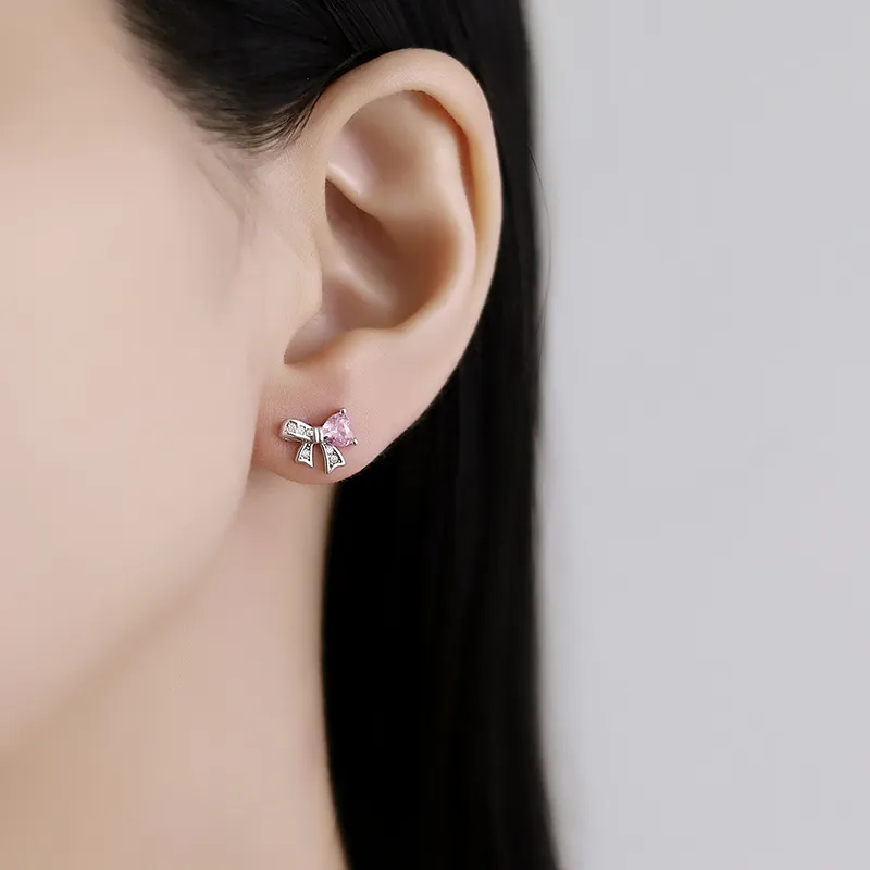 VANA Sterling Silver 999 Zircon Stud Earrings Women's-1