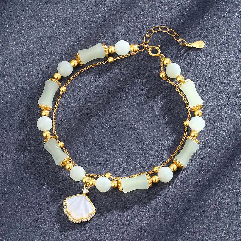 VANA Hetian Jade Bracelets Pale Greenish White Jade Women's-4