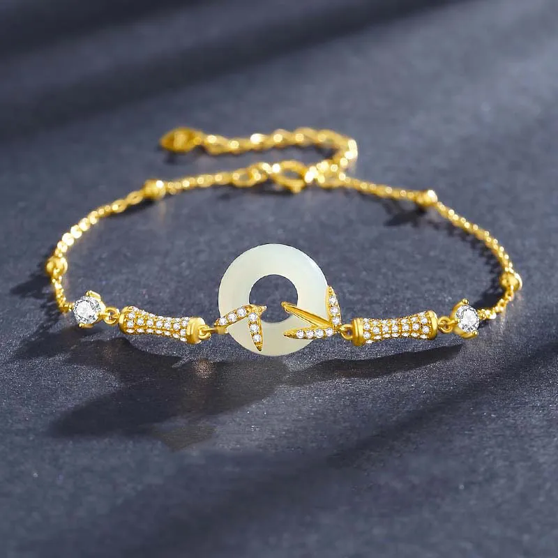 VANA Hetian Jade Bracelets Pale Greenish White Jade Women's-5