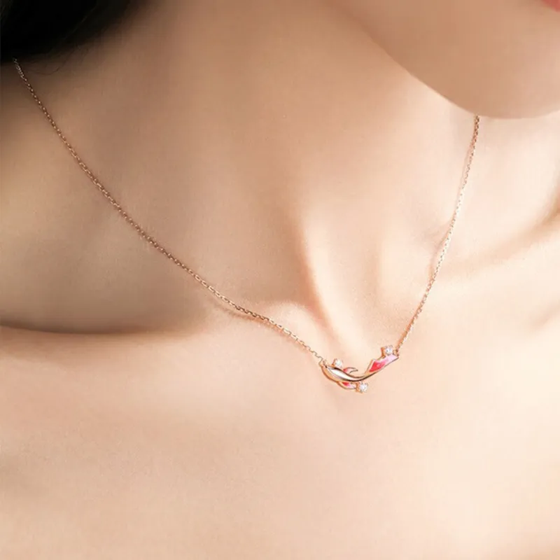 VANA 925 Silver Zirconia Enamel Necklaces Women's-5