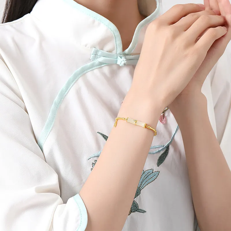 VANA Hetian Jade Bracelets Pale Greenish White Jade Women's-5