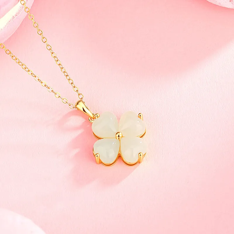 VANA Hetian Jade Necklaces Pale Greenish White Jade Women's-3
