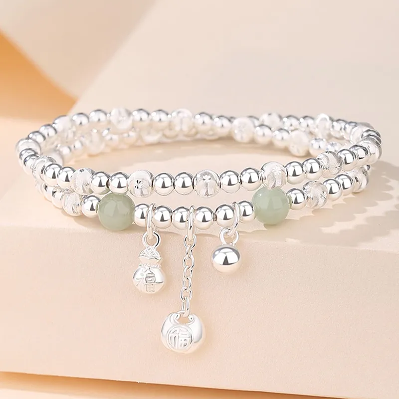 VANA 999 Fine Silver Sterling Silver Beaded Bracelet Women's-1