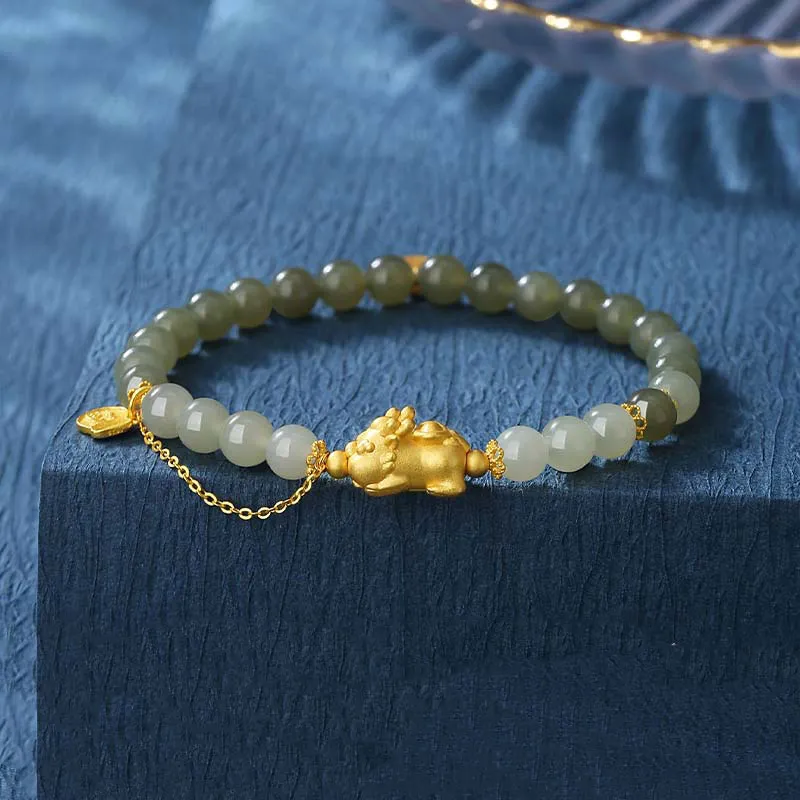 VANA Hetian Jade Bracelets Pale Greenish White Jade Women's-5