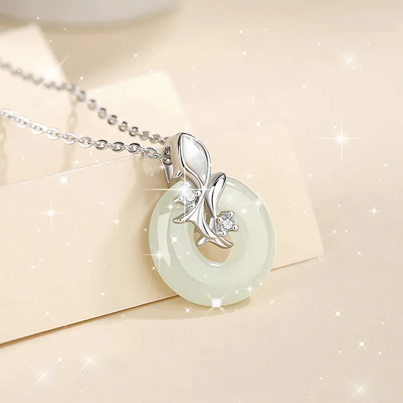 VANA Hetian Jade Necklaces Pale Greenish White Jade Women's-2