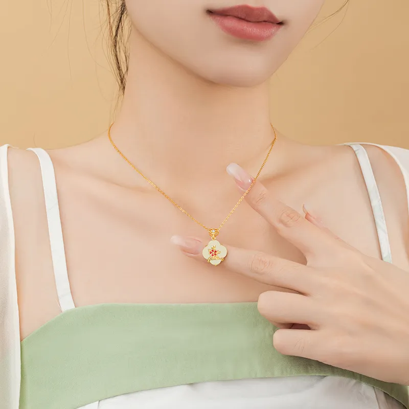 VANA Hetian Jade Necklaces Pale Greenish White Jade Women's-4