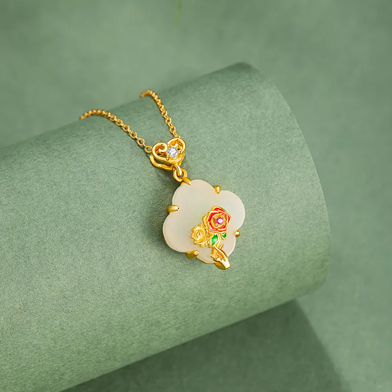 VANA Hetian Jade Necklaces Pale Greenish White Jade Women's-2