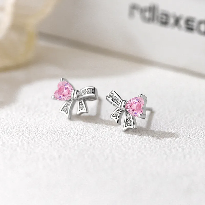 VANA Sterling Silver 999 Zircon Stud Earrings Women's-2