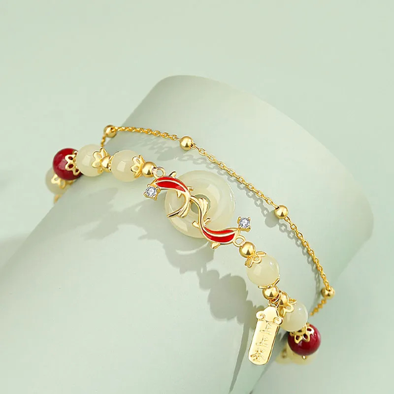 VANA Hetian Jade Bracelets Pale Greenish White Jade Women's-4