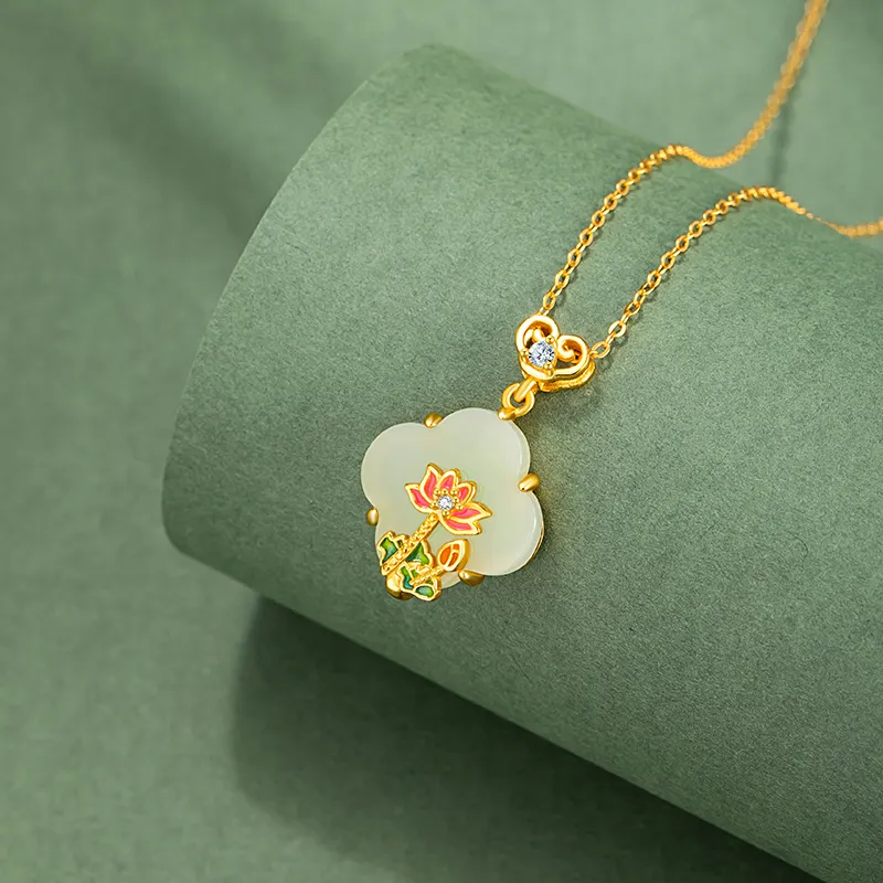 VANA Hetian Jade Necklaces Pale Greenish White Jade Women's-3