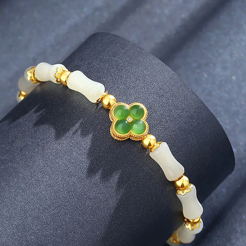 VANA Hetian Jade Bracelets Pale Greenish White Jade Women's-4