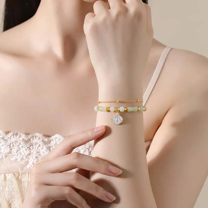 VANA Hetian Jade Bracelets Pale Greenish White Jade Women's-2