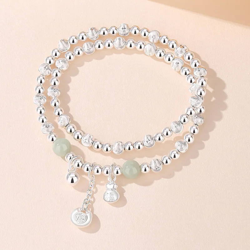 VANA 999 Fine Silver Sterling Silver Beaded Bracelet Women's-2