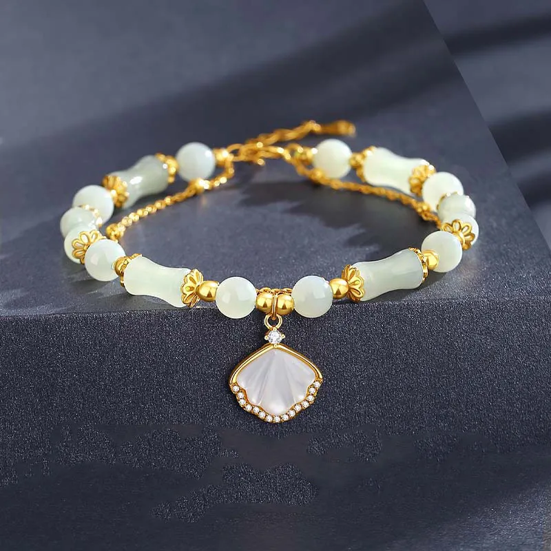 VANA Hetian Jade Bracelets Pale Greenish White Jade Women's-5