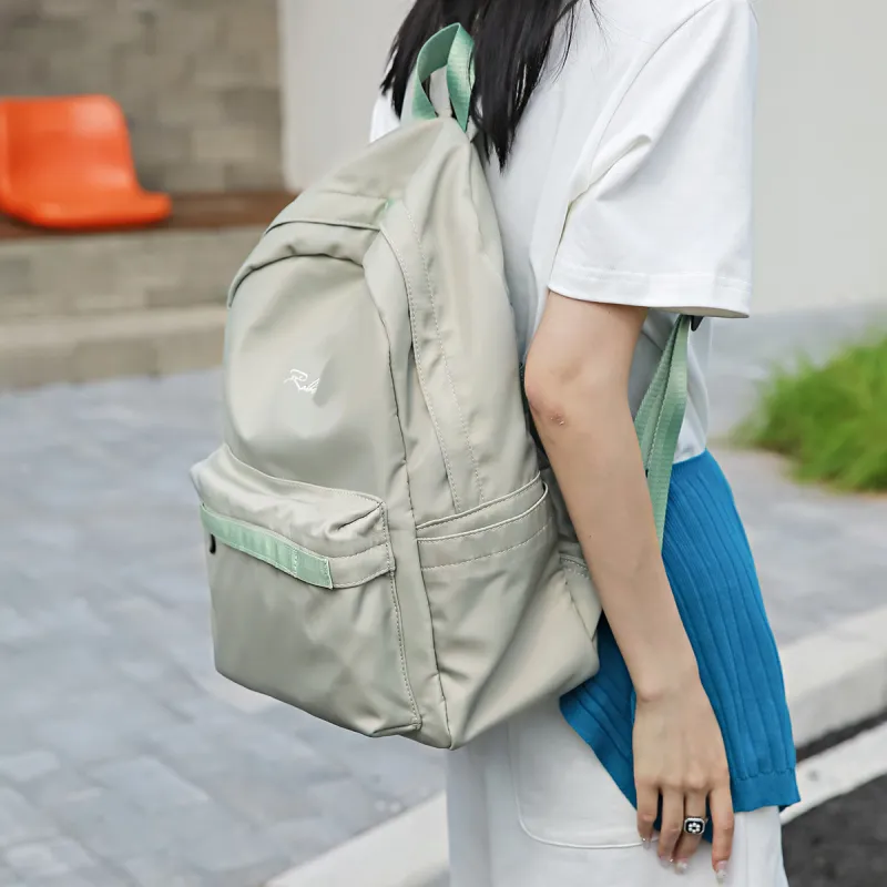 ROBERTA DI CAMERINO Fabric Travel Students Backpack Large Size Unisex Gray/Mint Green-4