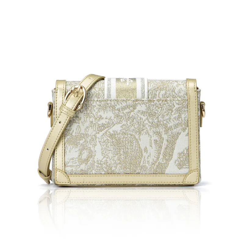 ROBERTA DI CAMERINO Fabric Box Bag Shoulder Bag Regular Women's Ecru Jacquard Gold Black Jacquard Ecru-3