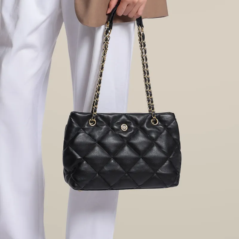 ROBERTA DI CAMERINO Synthetic Leather Chain Bag Shoulder Bag Large Bag Crossbody Bag Tote Regular Women's Black/White-2