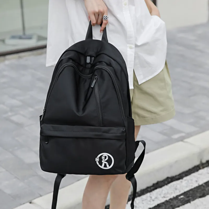 ROBERTA DI CAMERINO Fabric Backpack Fashion Travel Bag Laptop Bag Students Backpack Large Size Unisex Black/Gray-2
