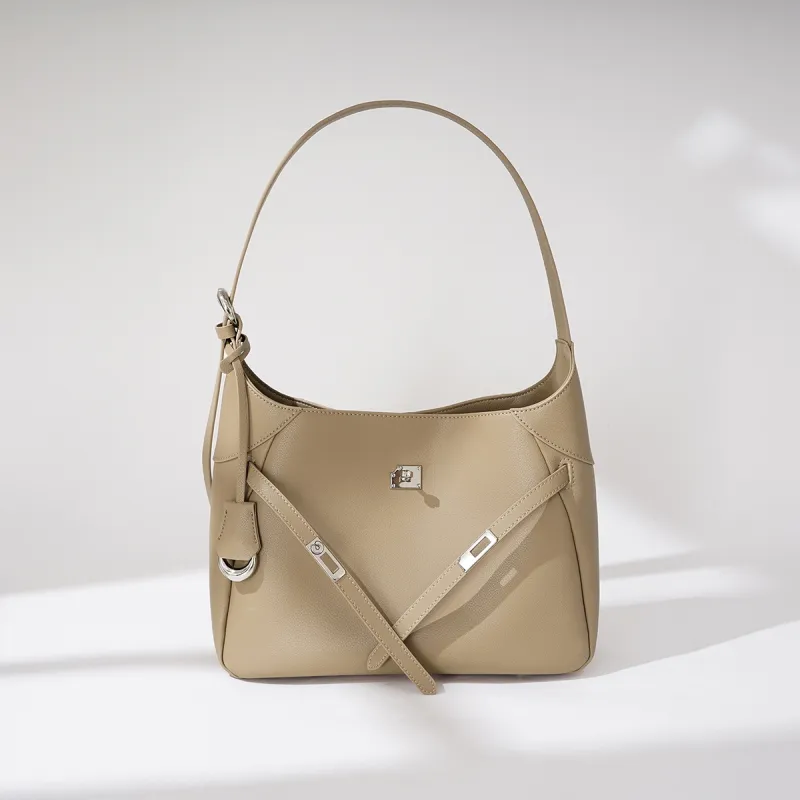 ROBERTA DI CAMERINO Cow Split Leather Cow Leather Handbag Shoulder Bag Women's Sandstone Apricot-4