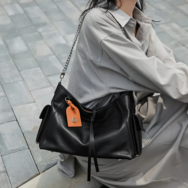 ROBERTA DI CAMERINO Cow Leather Small Tote Bag Tote Bag Bike Bag Crossbody Bag Shoulder Bag Regular Women's Black/White-3