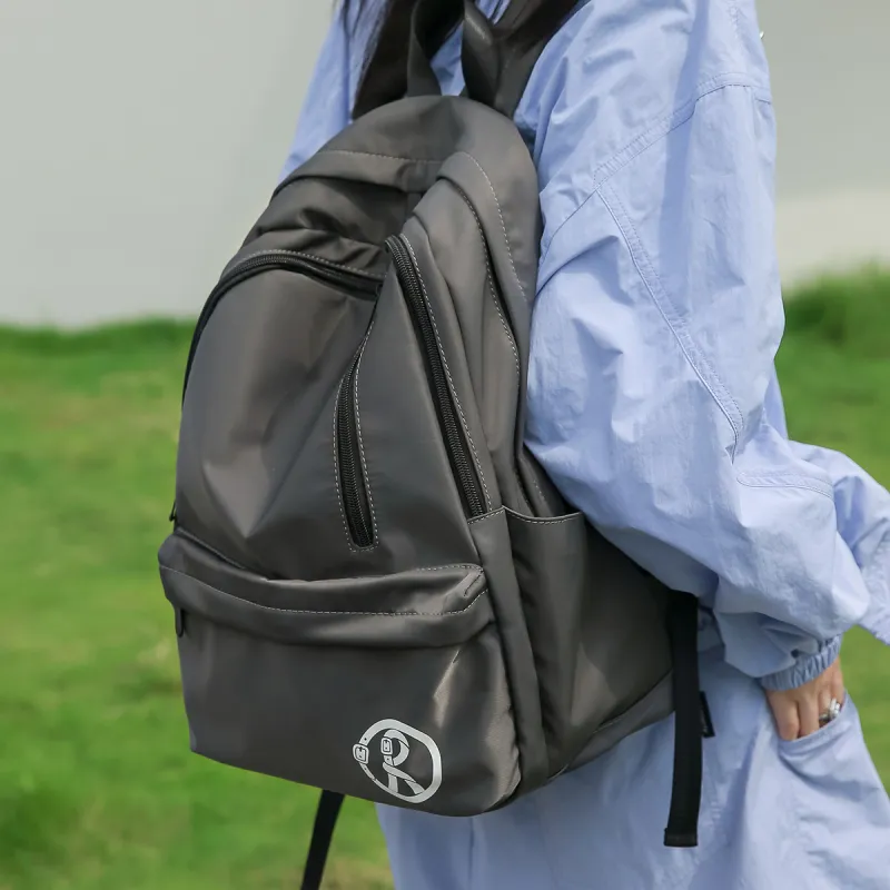 ROBERTA DI CAMERINO Fabric Backpack Fashion Travel Bag Laptop Bag Students Backpack Large Size Unisex Black/Gray-7