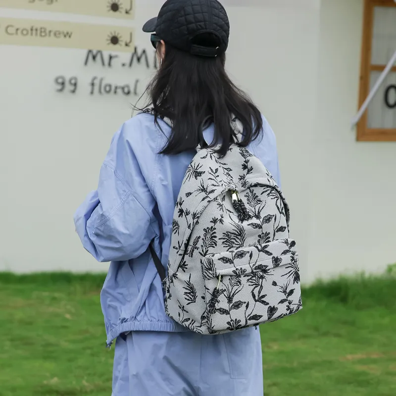ROBERTA DI CAMERINO Fabric Lightweight Students Backpack Tubas Unisex Ink Wash Jacquard-5