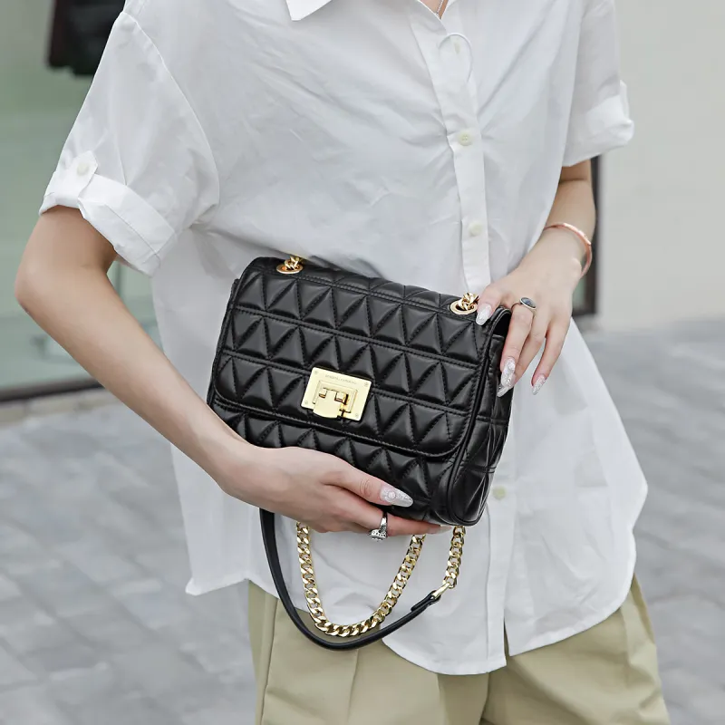 ROBERTA DI CAMERINO Cow Leather Shoulder Bag, Crossbody Bag, Small Square Bag Women's Black/White-4