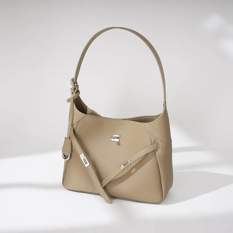 ROBERTA DI CAMERINO Cow Split Leather Cow Leather Handbag Shoulder Bag Women's Sandstone Apricot-3