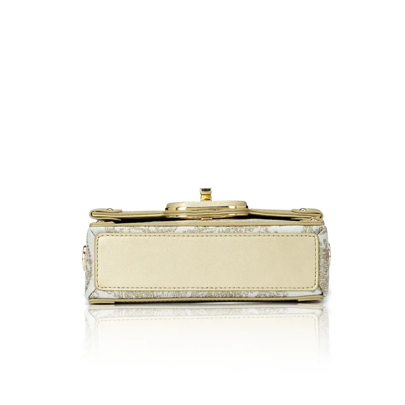 ROBERTA DI CAMERINO Fabric Box Bag Shoulder Bag Regular Women's Ecru Jacquard Gold Black Jacquard Ecru-4