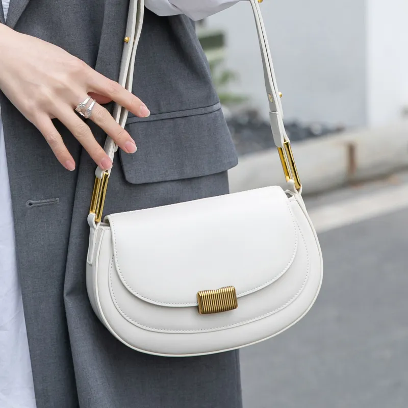 ROBERTA DI CAMERINO Cow Leather One Shoulder Bag, Crossbody Bag Medium Size Women's Ecru/Milk Tea-5