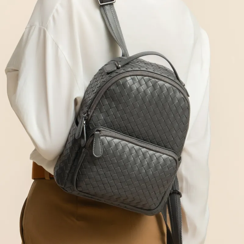 ROBERTA DI CAMERINO Sheepskin Women's Backpack Students Backpack Tubas Women's Steel Iron Gray-2