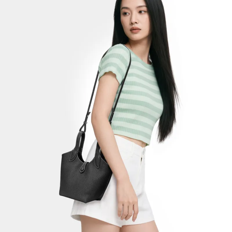 ROBERTA DI CAMERINO Cow Leather One Shoulder Handbag Women's Cream Apricot/Black-9