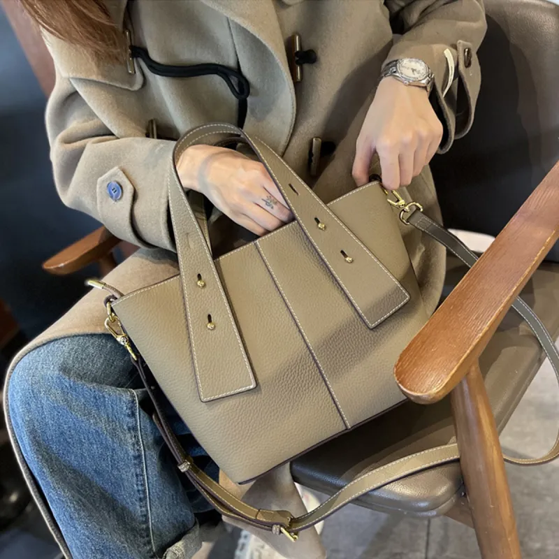 ROBERTA DI CAMERINO Cow Leather One Shoulder Handbag Tubas Women's Elephant Gray-2