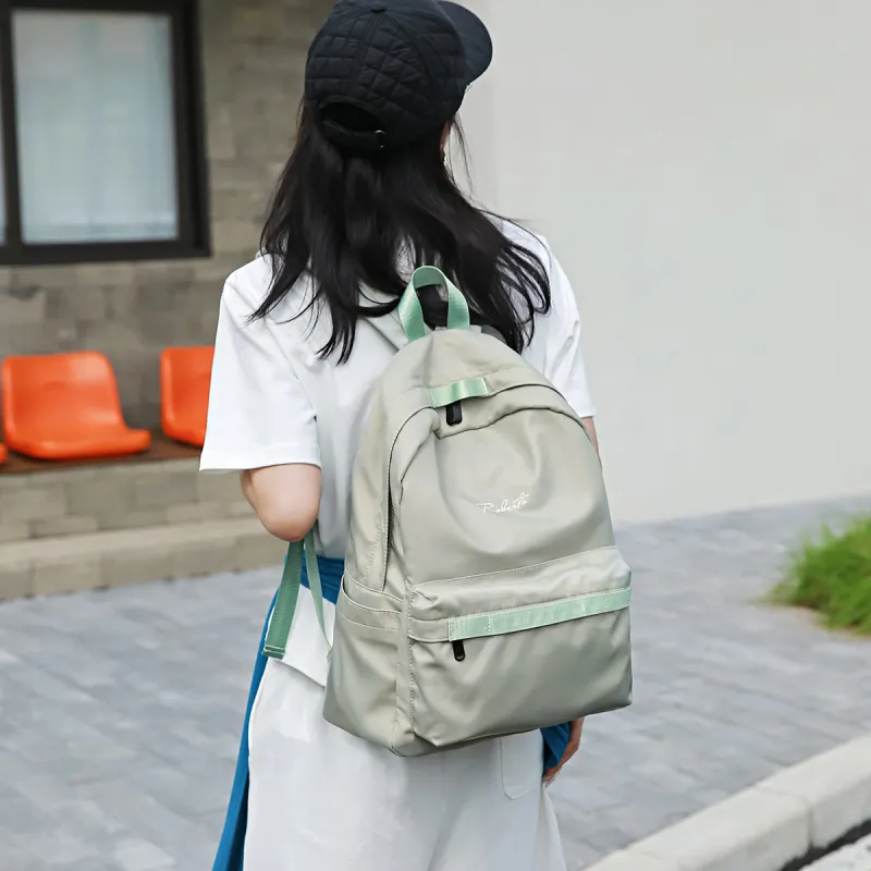 ROBERTA DI CAMERINO Fabric Travel Students Backpack Large Size Unisex Gray/Mint Green-6