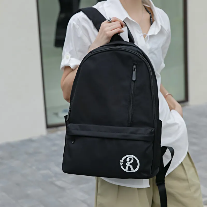 ROBERTA DI CAMERINO Fabric Backpack Fashion Travel Bag Laptop Bag Students Backpack Large Size Unisex Black/Gray-3