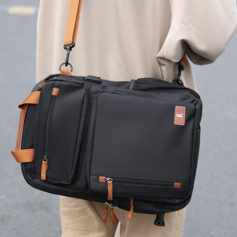 ROBERTA DI CAMERINO Fabric Men's Lightweight 16 Inch Laptop Backpack Large Size Men's Black-4